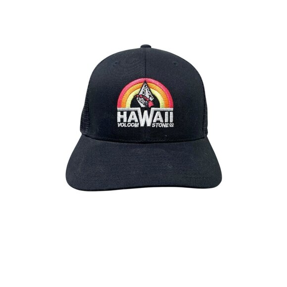 Volcom Stone Hawaii Surf‎ Logo Flex Fit Hat Black Small-medium Cap Surfer Skater - Picture 1 of 6